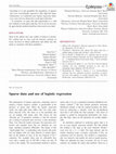 Research paper thumbnail of Sparse data and use of logistic regression