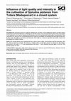 Research paper thumbnail of Influence of light quality and intensity in the cultivation ofSpirulina platensis from Toliara (Madagascar) in a closed system