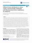 Research paper thumbnail of Different lesion distribution in calves orally or intratracheally challenged with Mycobacterium bovis: implications for diagnosis