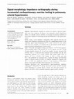 Research paper thumbnail of Signal-morphology impedance cardiography during incremental cardiopulmonary exercise testing in pulmonary arterial hypertension