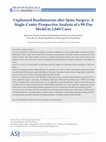 Research paper thumbnail of Unplanned Readmissions after Spine Surgery: A Single-Center Prospective Analysis of a 90-Day Model in 2,860 Cases