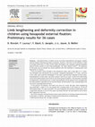 Research paper thumbnail of Limb lengthening and deformity correction in children using hexapodal external fixation: Preliminary results for 36 cases