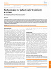 Research paper thumbnail of Technologies for ballast water treatment: a review