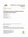 Research paper thumbnail of Teachers' Beliefs and Practices of Vocabulary Instruction With Social Studies Textbooks in Grades 4-8