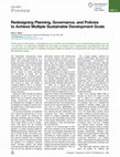 Research paper thumbnail of Redesigning Planning, Governance, and Policies to Achieve Multiple Sustainable Development Goals