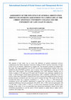 Research paper thumbnail of Assessment of the Influence of General Orientation Service on Students Adjustment to Campus Life at the Christ Apostolic University College and the University of Cape Coast in Ghana