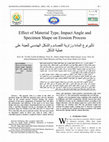 Research paper thumbnail of Effect of Material Type, Impact Angle and Specimen Shape on Erosion Process