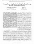 Research paper thumbnail of Privacy-preserving public auditing for data storage security in cloud computing