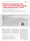 Research paper thumbnail of Posthumous reproduction with surplus in vitro fertilization embryos: a study exploring users' choices