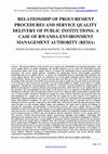 Research paper thumbnail of Paperpdf-aRELATIONSHIP OF PROCUREMENT PROCEDURES AND SERVICE QUALITY DELIVERY OF PUBLIC INSTITUTIONS: A CASE OF RWANDA ENVIRONMENT MANAGEMENT AUTHORITY (REMA)