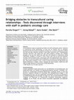 Research paper thumbnail of Bridging obstacles to transcultural caring relationships--Tools discovered through interviews with staff in pediatric oncology care