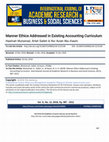 Research paper thumbnail of Manner Ethics Addressed in Existing Accounting Curriculum