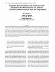 Research paper thumbnail of Disability Documentation, the Americans with Disabilities Act Amendments Act, and the Summary of Performance: How Are They Linked?