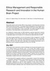 Research paper thumbnail of Ethics Management and Responsible Research and Innovation in the Human Brain Project