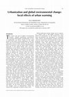 Research paper thumbnail of Urbanization and global environmental change: local effects of urban warming