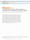 Research paper thumbnail of The footprint of column collapse regimes on pyroclastic flow temperatures and plume heights