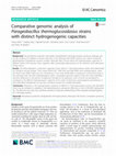 Research paper thumbnail of Comparative genomic analysis of Parageobacillus thermoglucosidasius strains with distinct hydrogenogenic capacities