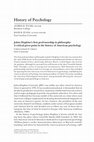 Research paper thumbnail of History of Psychology: Johns Hopkins's First Professorship in Philosophy: A Critical Pivot Point in the History of American Psychology