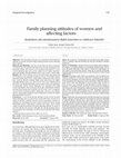 Research paper thumbnail of Family planning attitudes of women and affecting factors