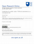 Research paper thumbnail of Leadership for public value: Political astuteness as a conceptual link Symposium introduction