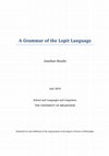 Research paper thumbnail of A grammar of the Lopit language