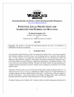 Research paper thumbnail of Potential Legal Protections and Liabilities for Workplace Bullying