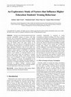 Research paper thumbnail of An Exploratory Study of Factors that Influence Higher Education Students' Ironing Behaviour