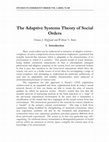 Research paper thumbnail of The Adaptive Systems Theory of Social Orders