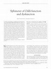 Research paper thumbnail of Sphincter of Oddi function and dysfunction