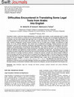 Research paper thumbnail of Difficulties Encountered in Translating Some Legal Texts from ArabicInto English