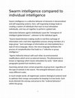 Research paper thumbnail of Swarm intelligence compared to individual intelligence