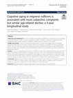 Research paper thumbnail of Cognitive aging in migraine sufferers is associated with more subjective complaints but similar age-related decline: a 5-year longitudinal study