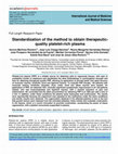 Research paper thumbnail of Standardization of the method to obtain therapeutic-quality platelet-rich plasma