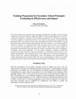 Research paper thumbnail of Training Programme for Secondary School Principals: Evaluating its Effectiveness and Impact