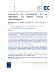 Research paper thumbnail of Experiencia de investigación en un laboratorio de análisis clínicos y microbiológicos