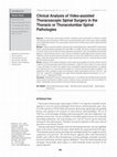 Research paper thumbnail of Clinical analysis of video-assisted thoracoscopic spinal surgery in the thoracic or thoracolumbar spinal pathologies