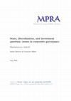 Research paper thumbnail of State, Liberalization, and Investment Question: Issues in Corporate Governance