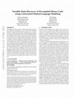 Research paper thumbnail of Variable Name Recovery in Decompiled Binary Code using Constrained Masked Language Modeling