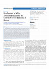 Research paper thumbnail of Development of a Live Attenuated Vaccine for the Control of Bovine Babesiosis in Mexico