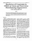 Research paper thumbnail of Resolution Of Complaints By OSHA In Union And Non-Union Manufacturing Organizations