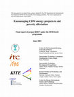 Research paper thumbnail of Encouraging CDM energy projects to aid poverty alleviation. Attachment 4: Assessment of GHG Benefits from small-scale energy projects