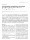 Research paper thumbnail of Behavioral/Cognitive From Early Sensory Specialization to Later Perceptual Generalization: Dynamic Temporal Progression in Perceiving Individual Threats