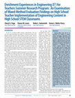 Research paper thumbnail of Enrichment Experiences in Engineering (E[superscript 3]) for Teachers Summer Research Program: An Examination of Mixed-Method Evaluation Findings on High School Teacher Implementation of Engineering Content in High School STEM Classrooms