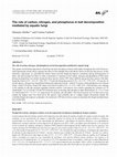 Research paper thumbnail of The role of carbon, nitrogen, and phosphorus in leaf decomposition mediated by aquatic fungi