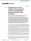 Research paper thumbnail of Identification of a novel inhibitor of liver cancer cell invasion and proliferation through regulation of Akt and Twist1