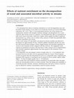 Research paper thumbnail of Effects of nutrient enrichment on decomposition and fungal colonization of sweet chestnut leaves in an Iberian stream (Central Portugal). Hydrobiologia 560