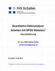 Research paper thumbnail of Quantitative Datenanalyse: Arbeiten mit SPSS Statistics : Eine Einführung