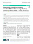 Research paper thumbnail of Excess urinary iodine concentration and thyroid dysfunction among school age children of eastern Nepal: a matter of concern