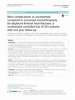 Research paper thumbnail of More complications in uncemented compared to cemented hemiarthroplasty for displaced femoral neck fractures: a randomized controlled trial of 201 patients, with one year follow-up