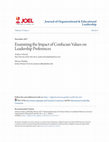 Research paper thumbnail of Examining the Impact of Confucian Values on Leadership Preferences